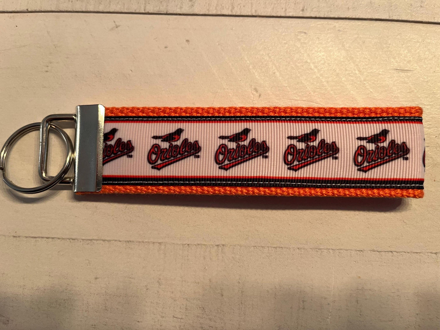 Baltimore Orioles Orange and Black, Cotton Webbing Keychain/ Key fob