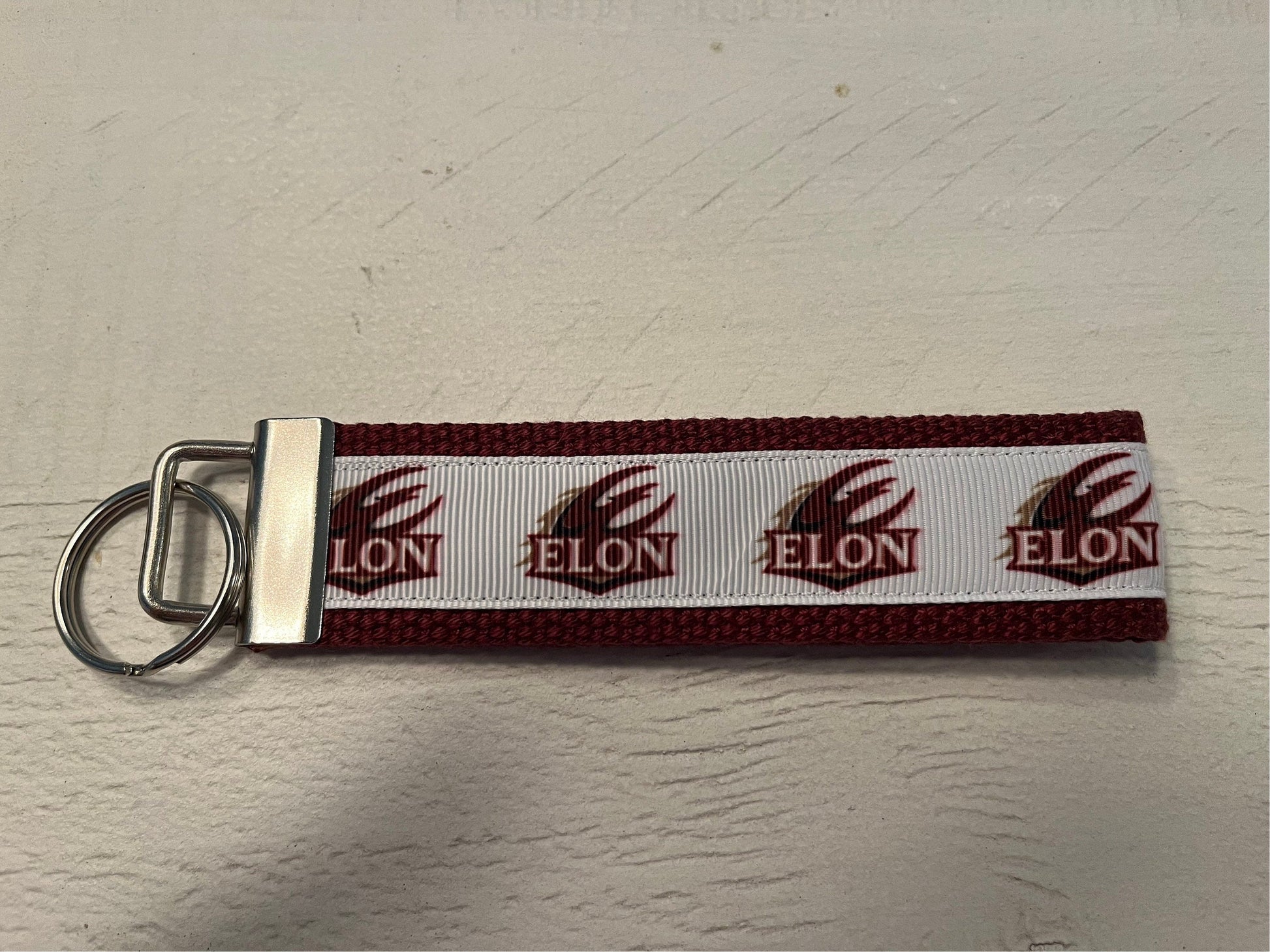 Elon University of Cotton Webbing Keychain/wristlet/keyfob