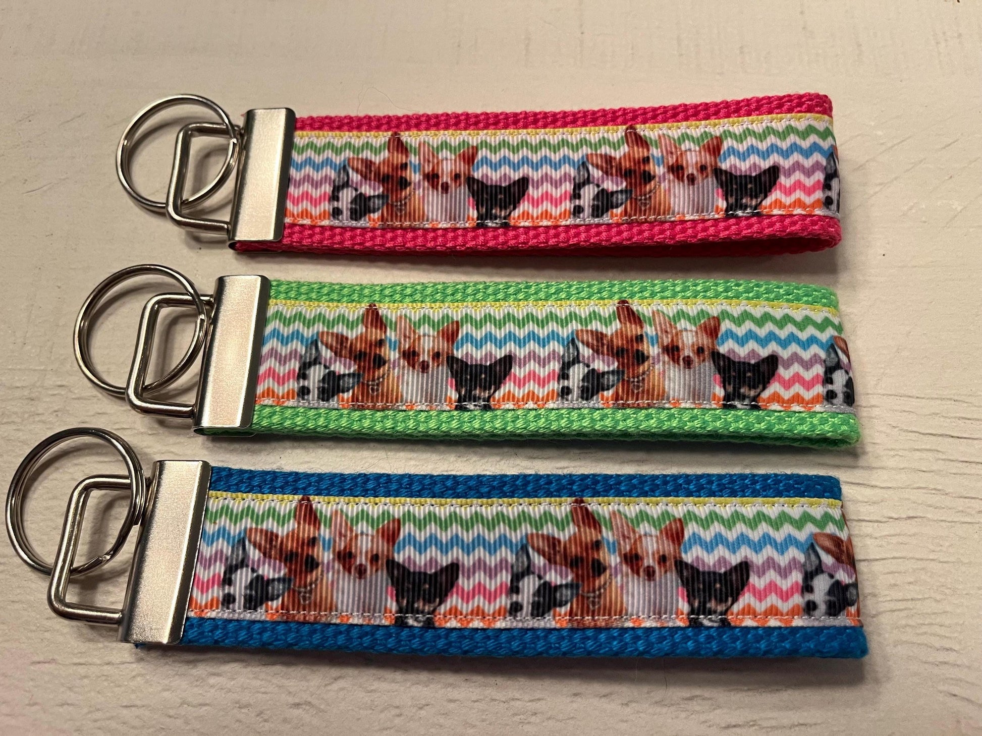 Chihuahua Cotton Webbing Keychain/ Keyfob/ Wristlet