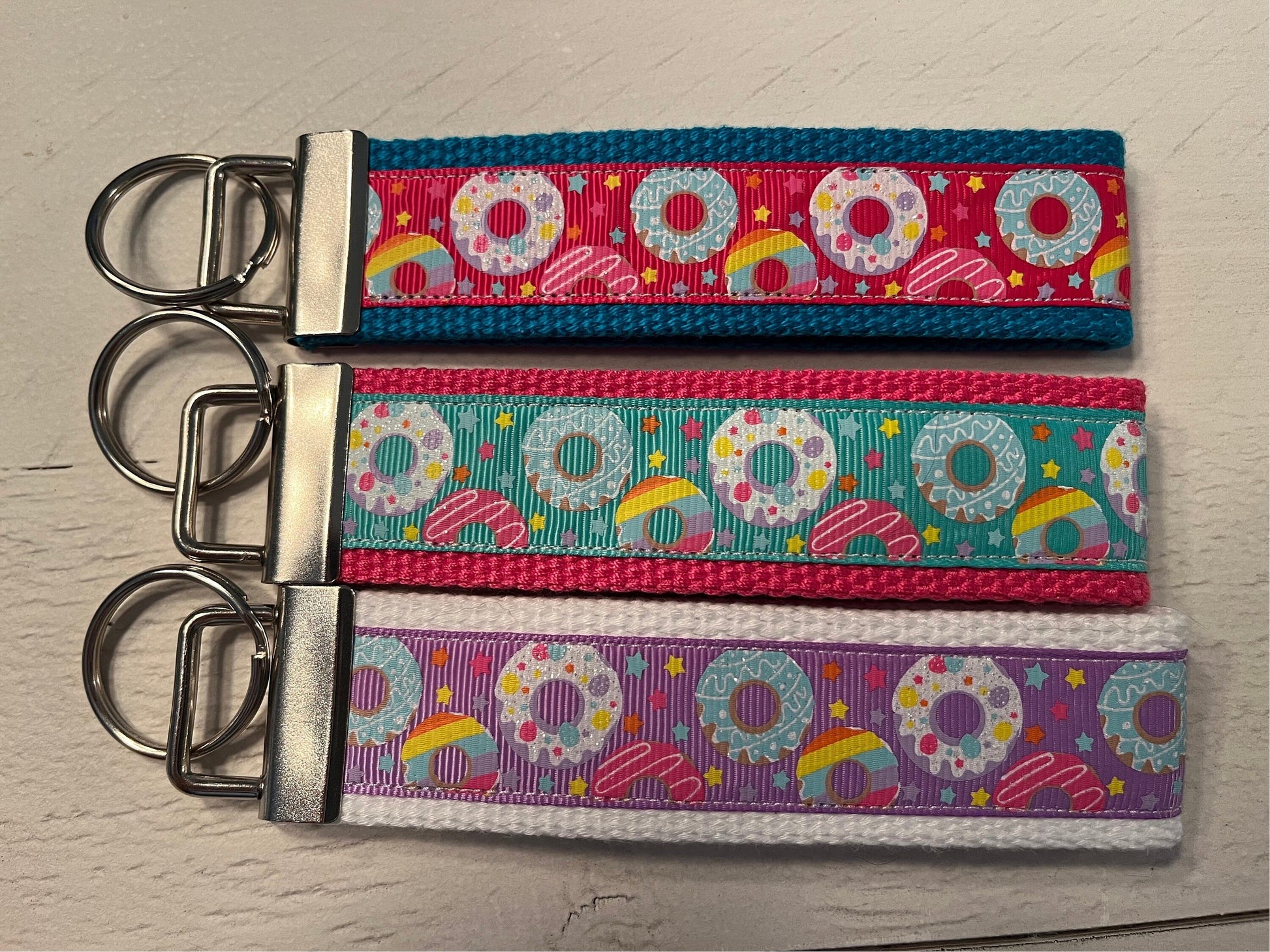 Doughnut Lovers Cotton Webbing Keychain/ Keyfob/ Wristlet