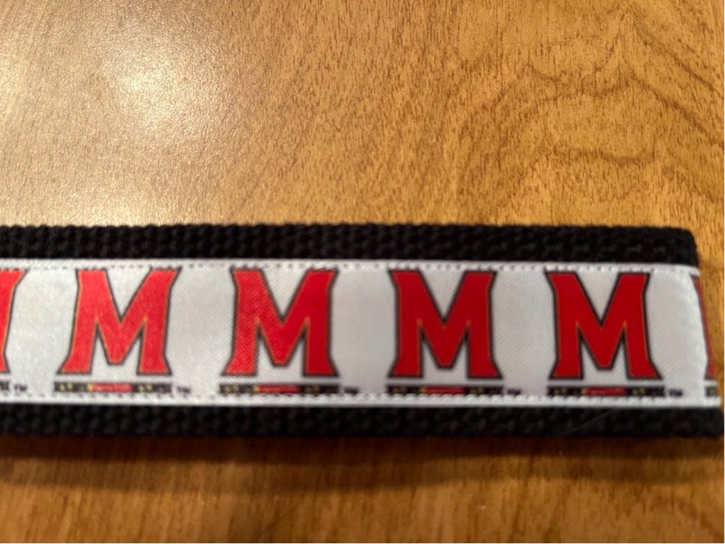 Black and White University of Maryland Testudo Cotton Webbing Keychain/ Wristlet/ Keyfob