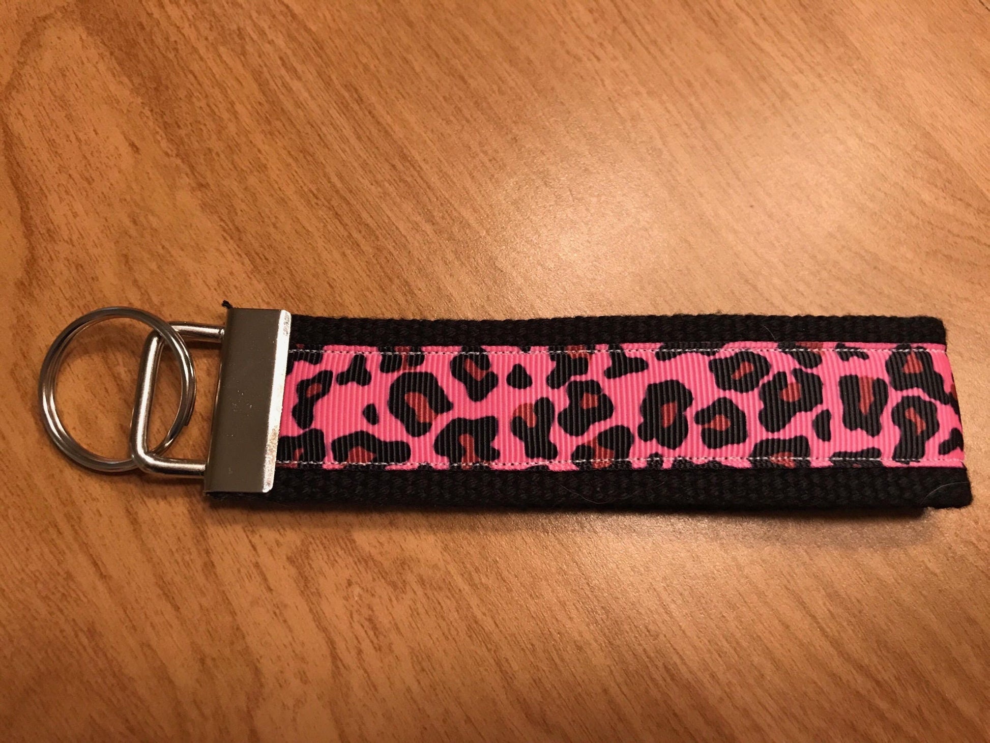 Colorful Cheetah Cotton Webbing Keychain/ Keyfob/ Wristlet