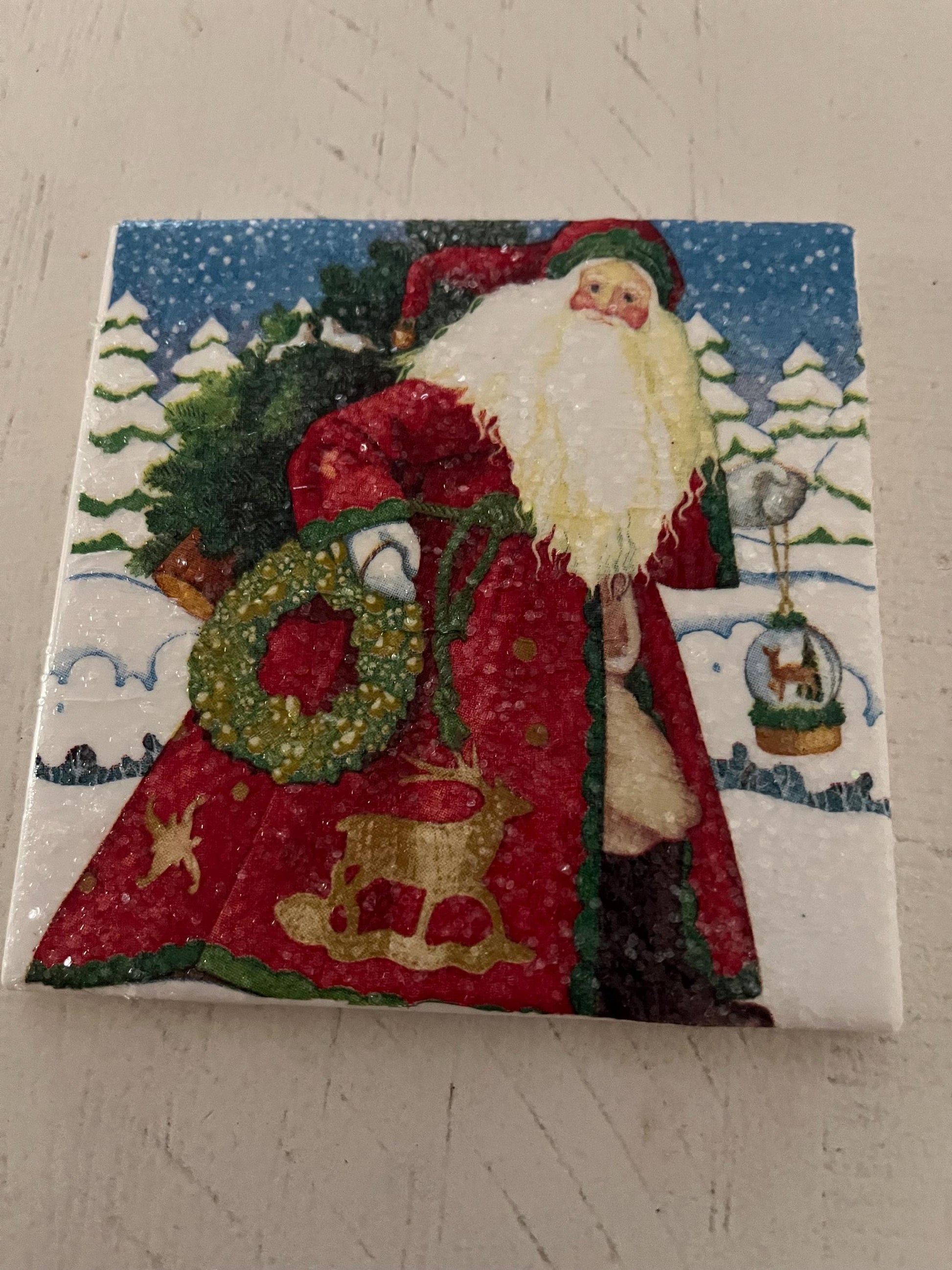 Vintage Santa Claus Coaster Set of 4 – Handmade Christmas Coasters | Holiday Décor Gift | Lacey Grace Boutique