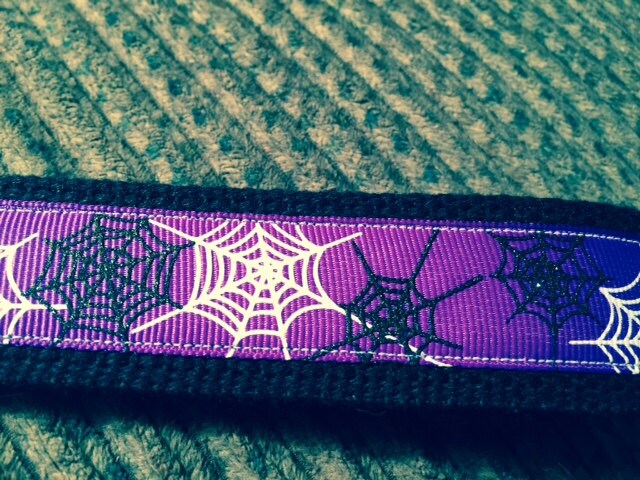 Black, White and Purple Spiderweb Cotton Webbing Keychain/ Wristlet/ Keyfob