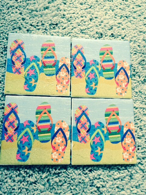Flip Flops at the Beach Ceramic Tile Coasters (set of 4)