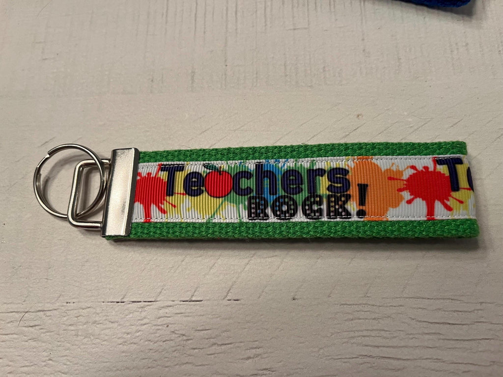 Teachers Rock Cotton Webbing Keychain/ Keyfob/ Wristlet