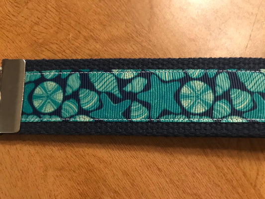 Aqua Under the Sea Treasures Cotton Webbing Keychain/Keyfob/Wristlet