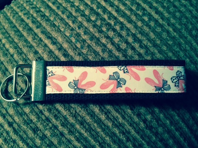 Black, White and Pink Ballerina Slippers Webbing Keychain/ Keyfob/ Wristlet