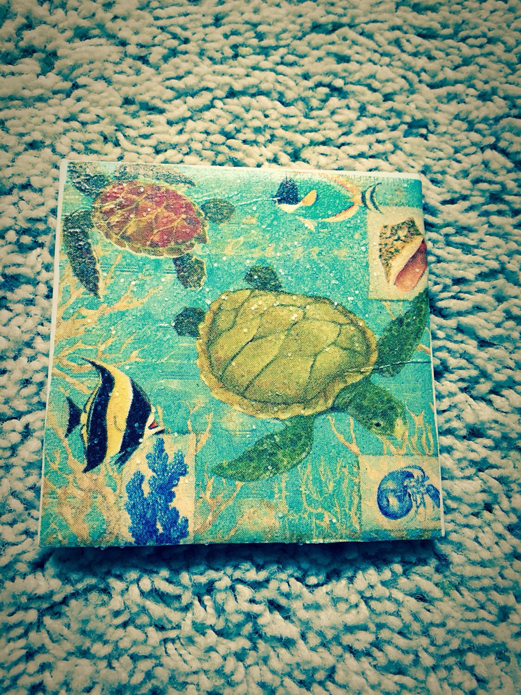Sea Turtle Fun Ceramic Tile Coasters (set of 4)