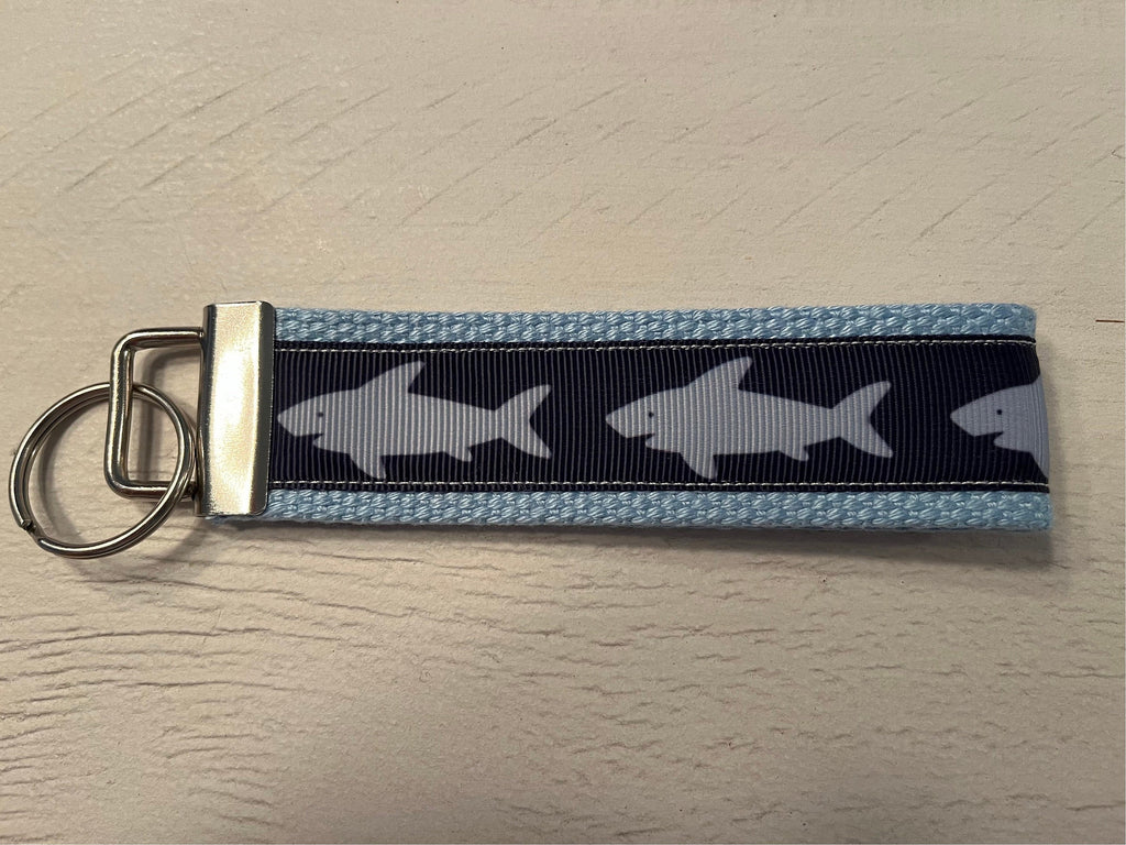 Shark Lover Cotton Webbing Keychain/Wristlet/Keyfob