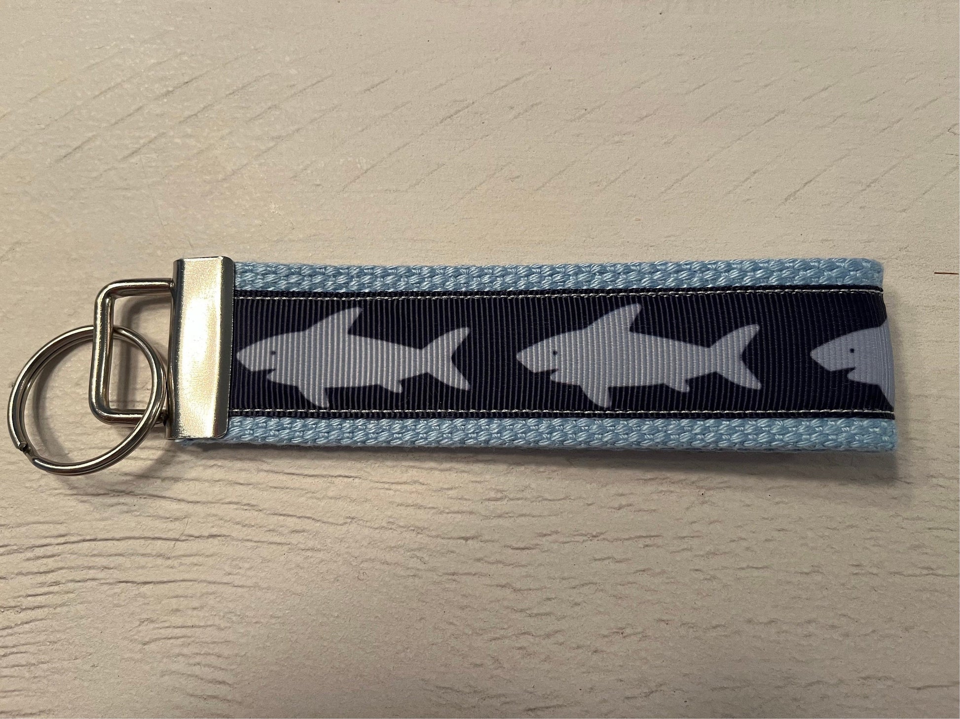 Shark Lover Cotton Webbing Keychain/Wristlet/Keyfob