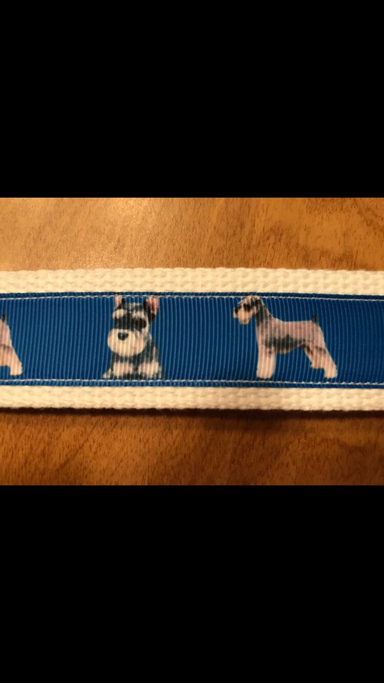 Blue and White Miniature Schnauzer Keychain/Keyfob/wristlet