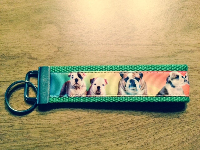 Bulldog Rainbow Keychain/ Keyfob/ Wristlet