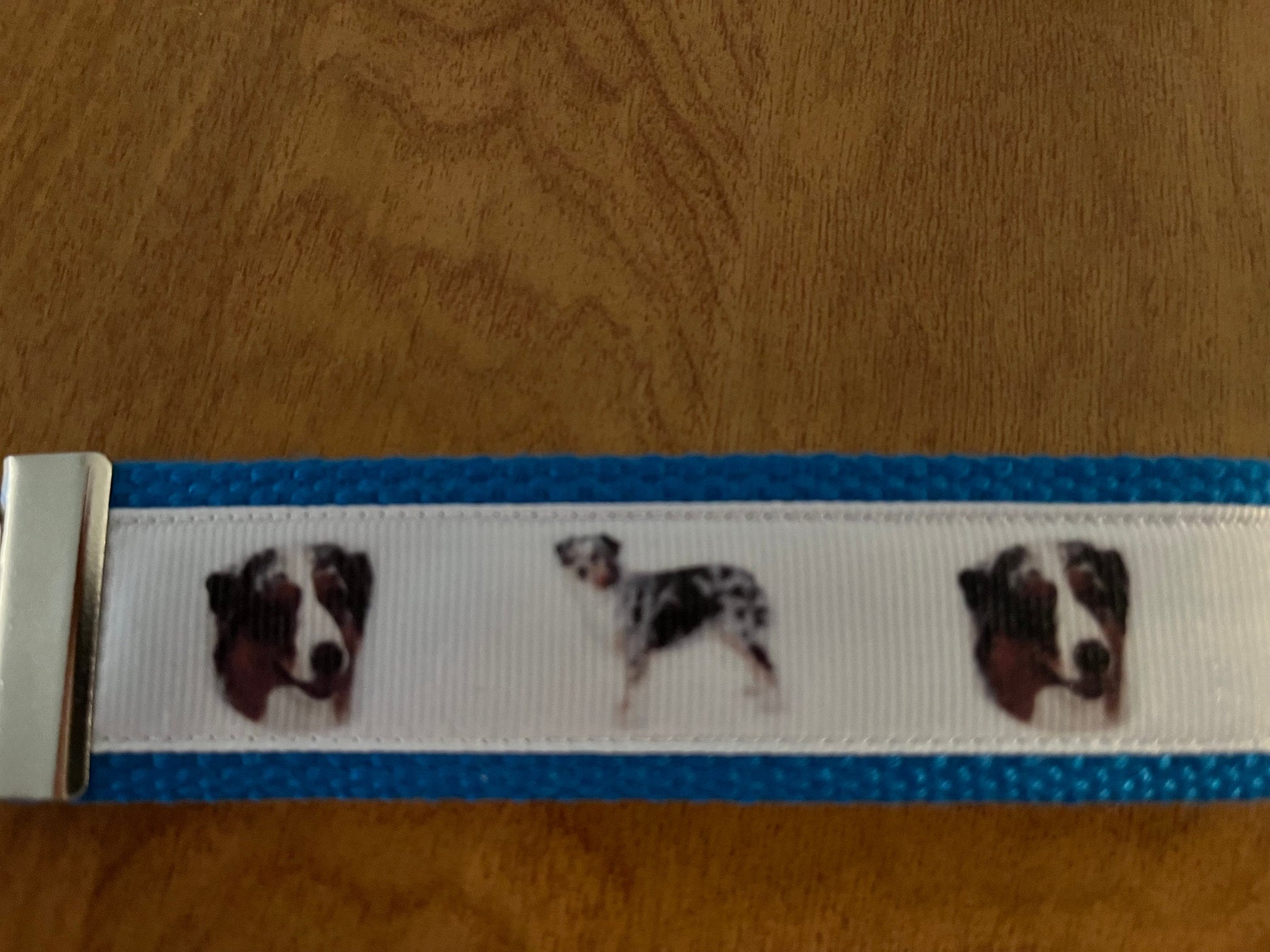Australian Shepherd Dog Lover Keychain – Blue Webbing