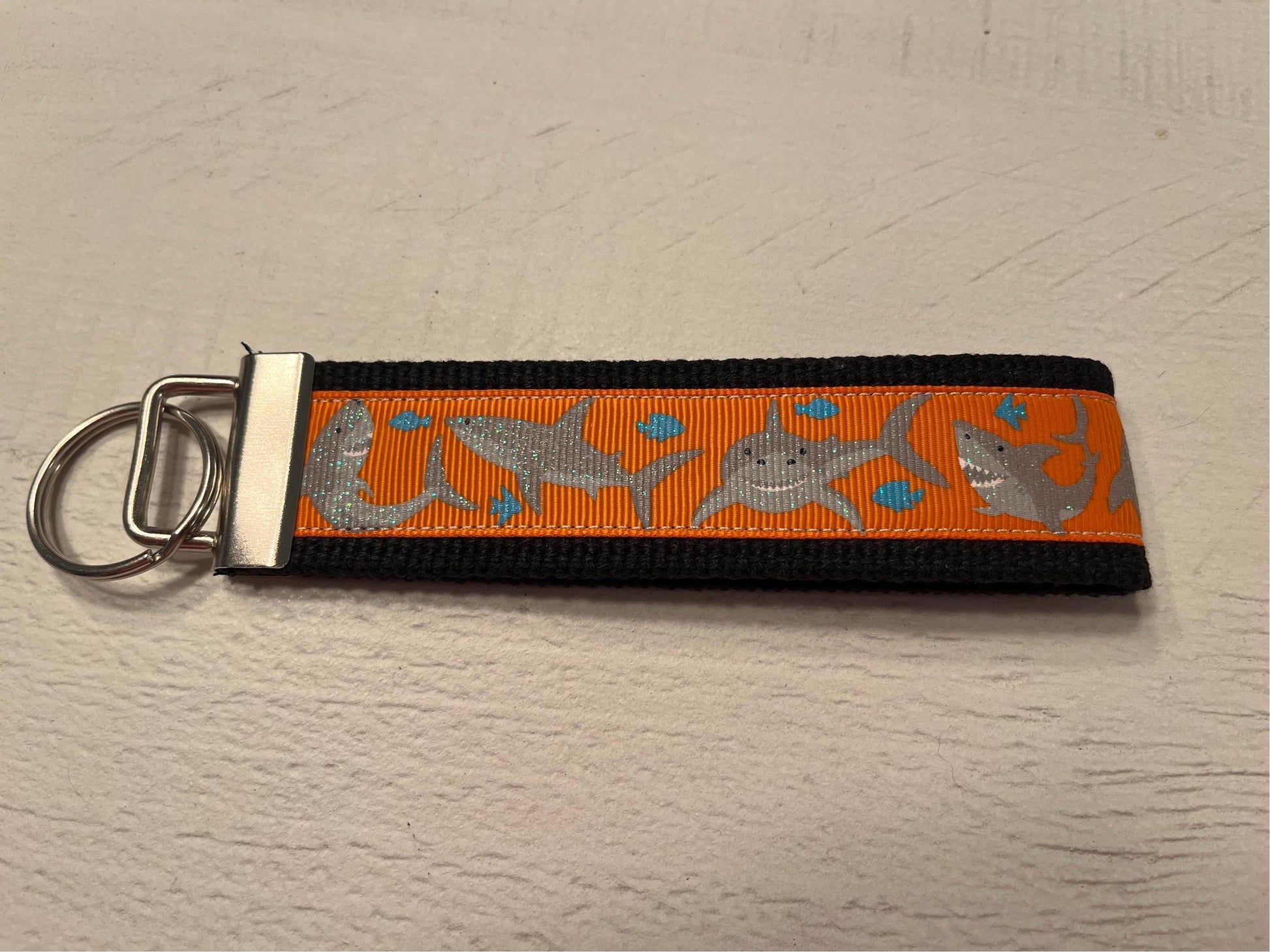 Shark Lover Cotton Webbing Keychain/Wristlet/Keyfob