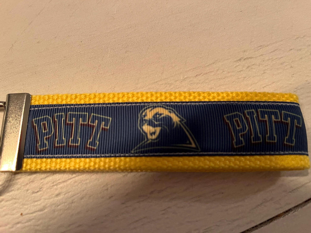 Gold and Blue Pitt Cotton Webbing Keychain/Keyfob/Wristlet