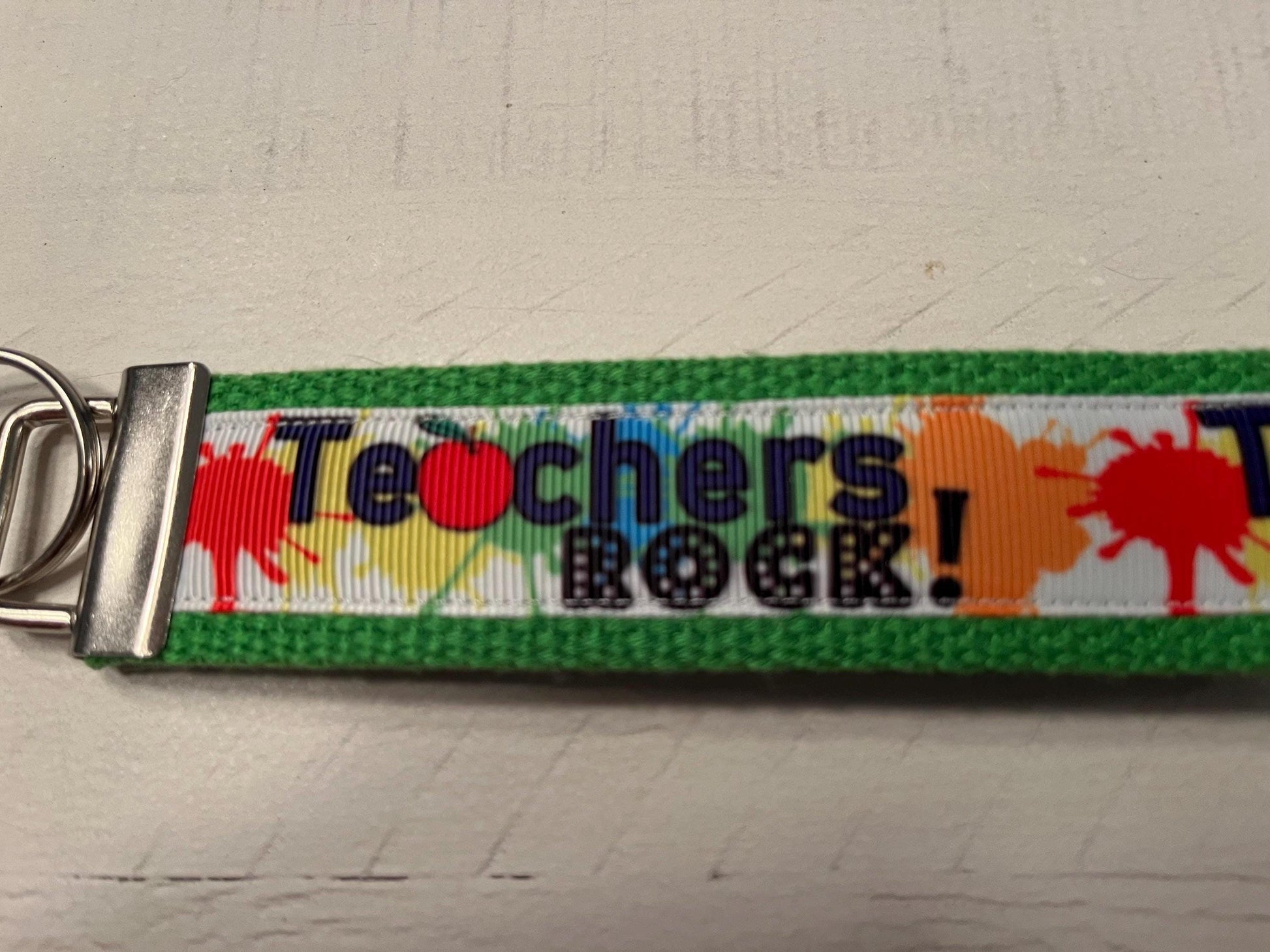 Teachers Rock Cotton Webbing Keychain/ Keyfob/ Wristlet