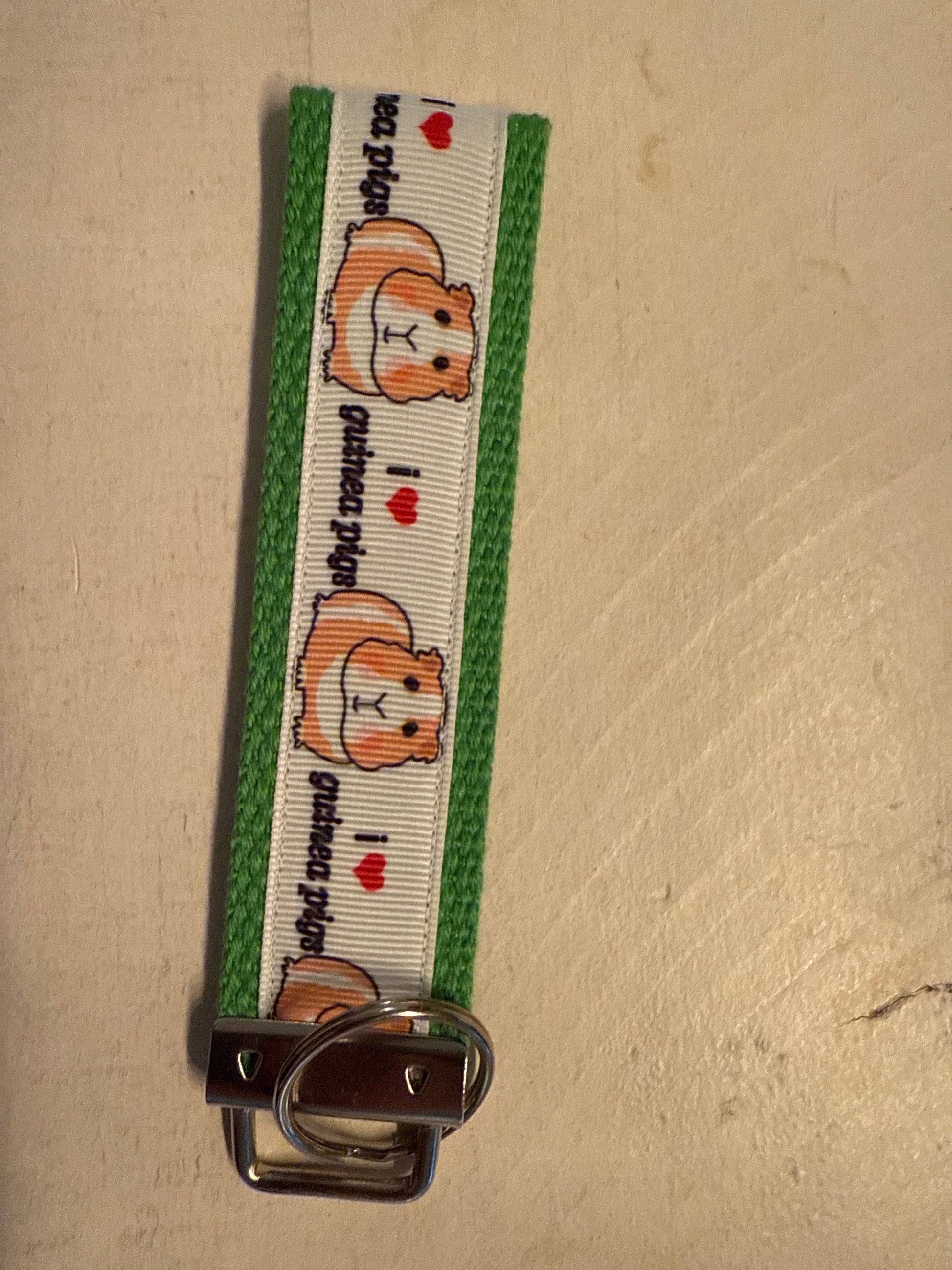 Guinea Pig Lovers Cotton Webbing Keychain, Keyfob, Wristlet