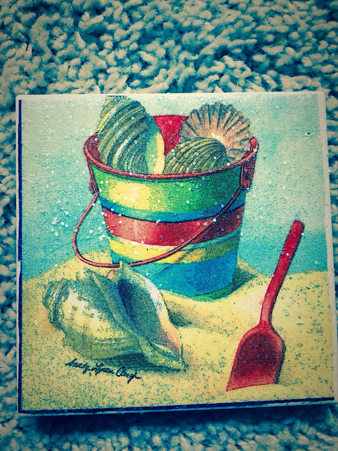 Bucket of Shells Ceramic Tile Coasters (set of 4)