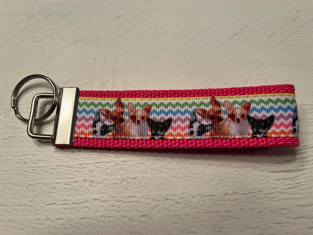 Chihuahua Cotton Webbing Keychain/ Keyfob/ Wristlet