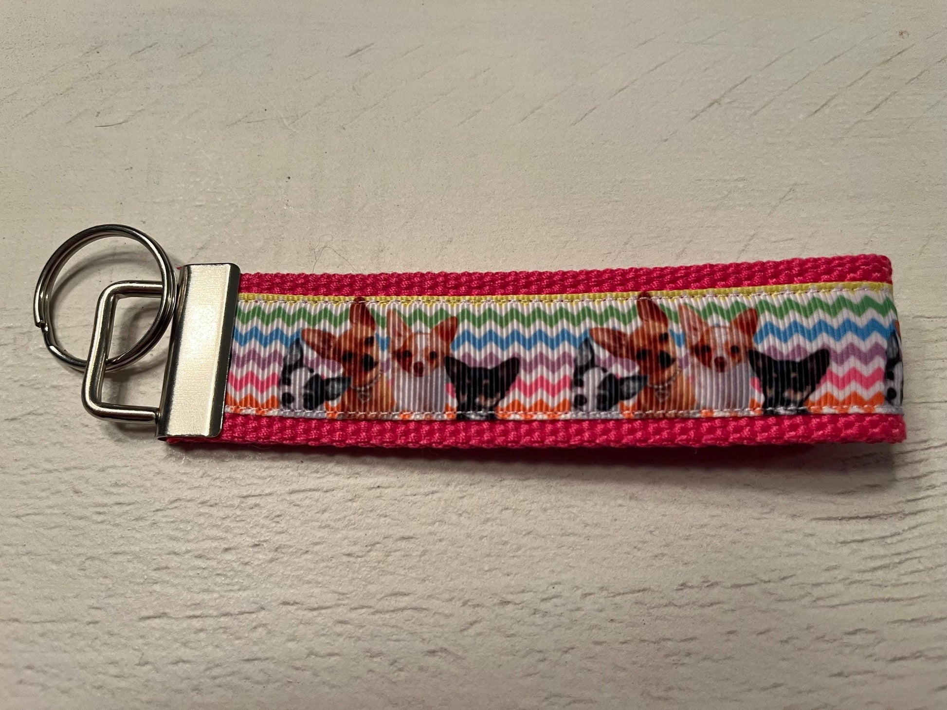 Chihuahua Cotton Webbing Keychain/ Keyfob/ Wristlet