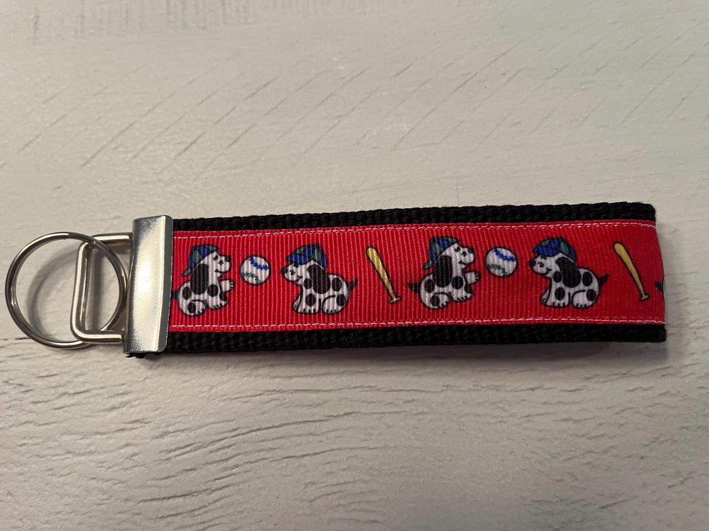Baseball Lover keychain for Kids Cotton Webbing Keychain/ Wristlet/ Keyfob