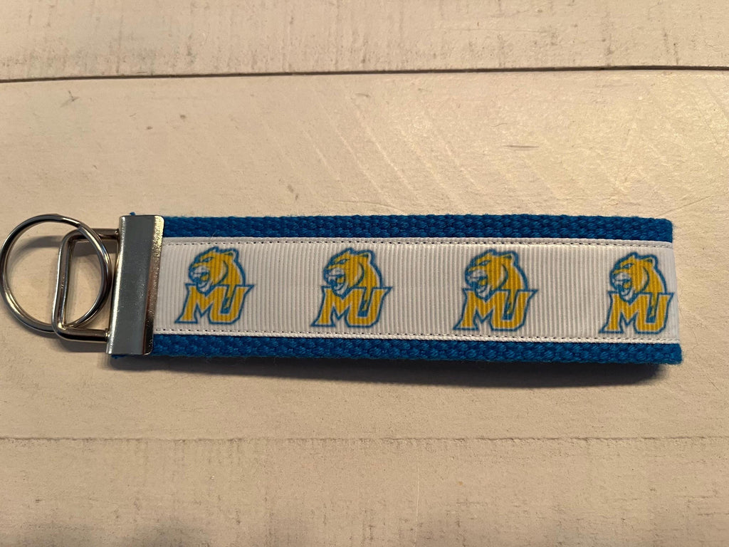 Blue and Gold Misericordia Cougar Cotton Webbing Keychain/ Keyfob/ Wristlet