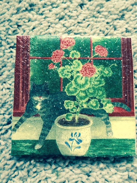 Cat Nap Ceramic Tile Coasters (set of 4)