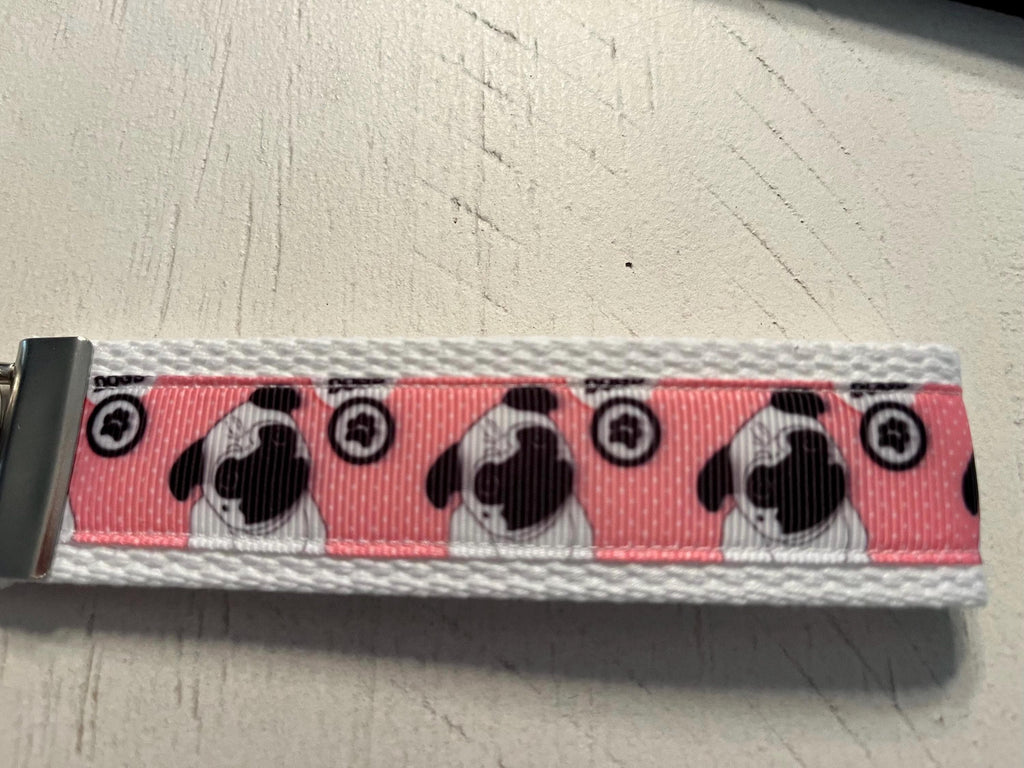 Pug Cotton Webbing Keychain/ Keyfob/ Wristlet