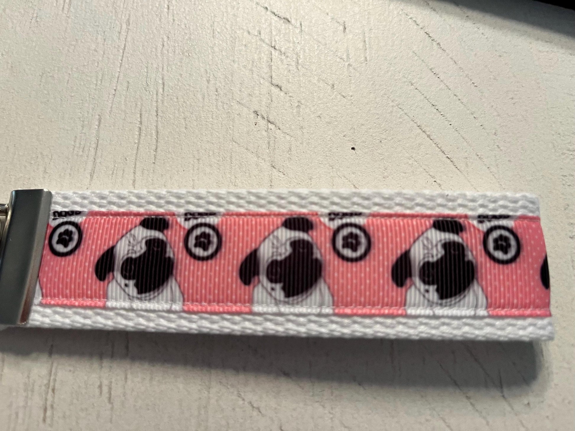 Pug Cotton Webbing Keychain/ Keyfob/ Wristlet