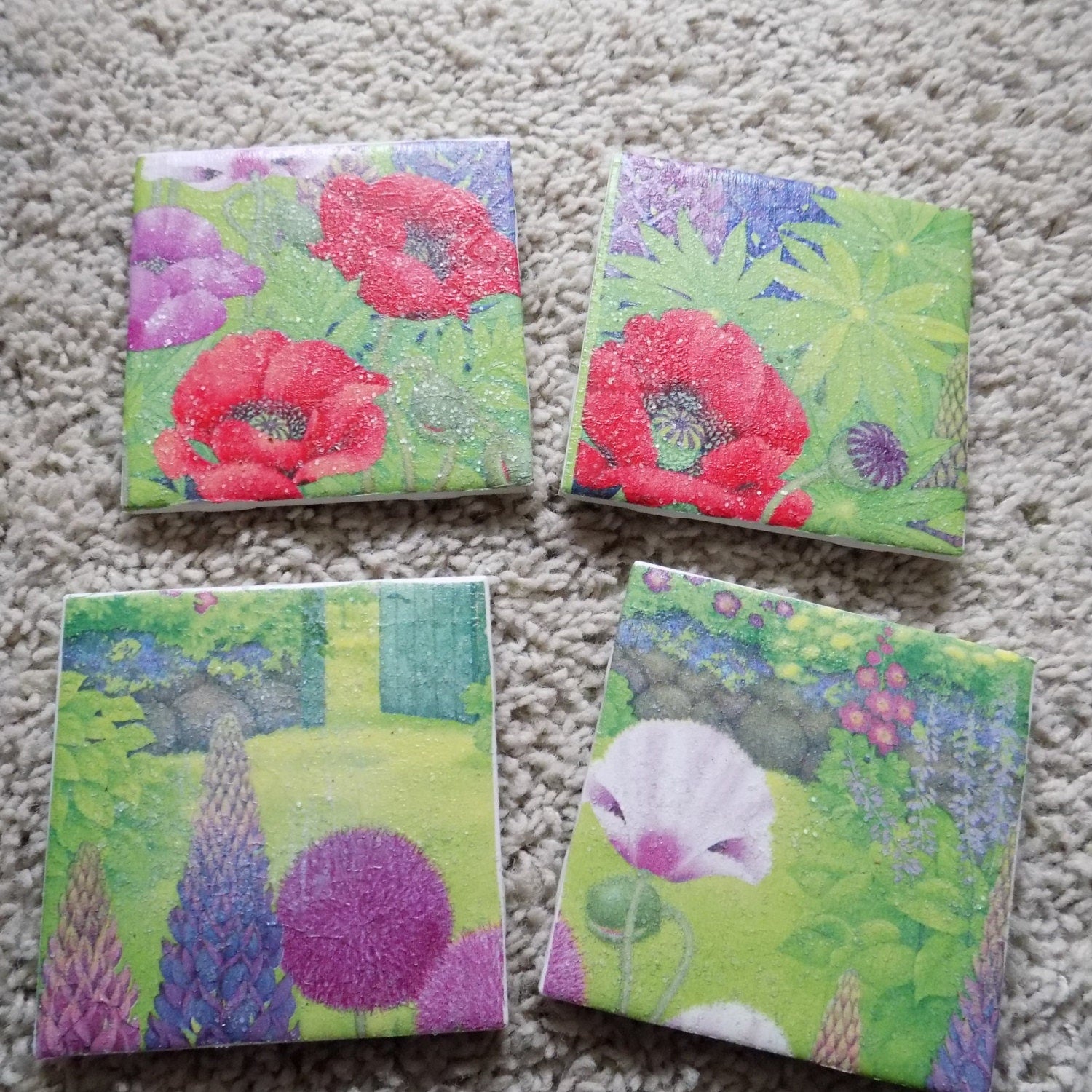 Blooming Garden Ceramic Tile Coasters (set of 4)