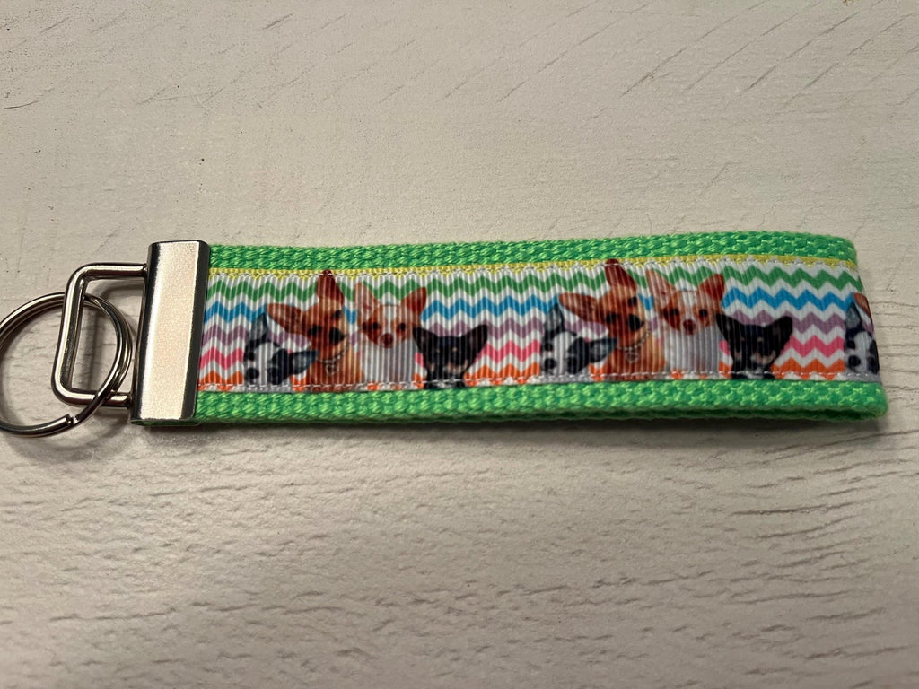 Chihuahua Cotton Webbing Keychain/ Keyfob/ Wristlet