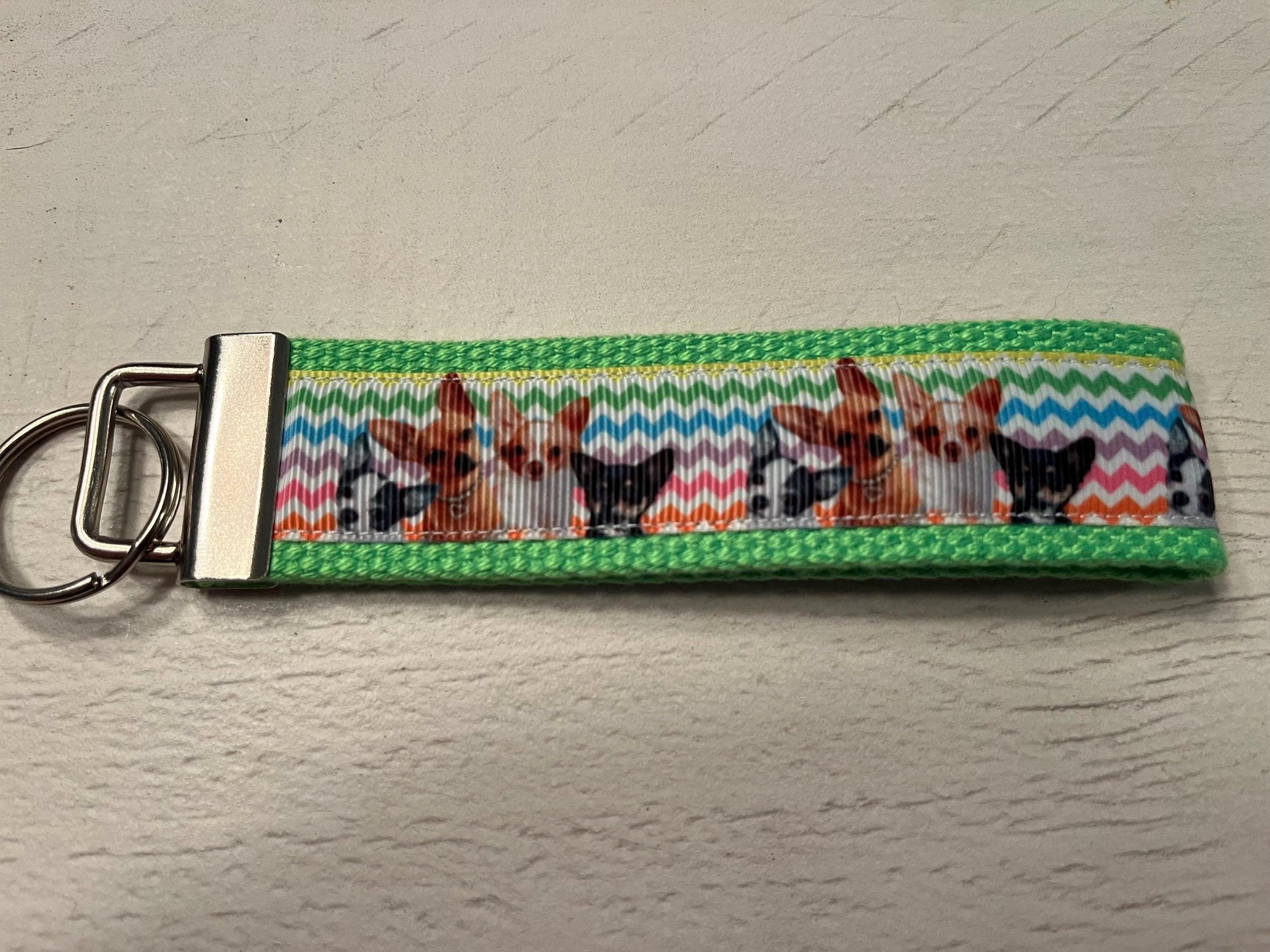 Chihuahua Cotton Webbing Keychain/ Keyfob/ Wristlet