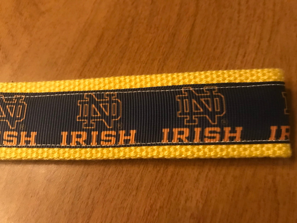 Navy and Gold Fighting Irish Cotton Webbing Keychain/Keyfob/Wristlet