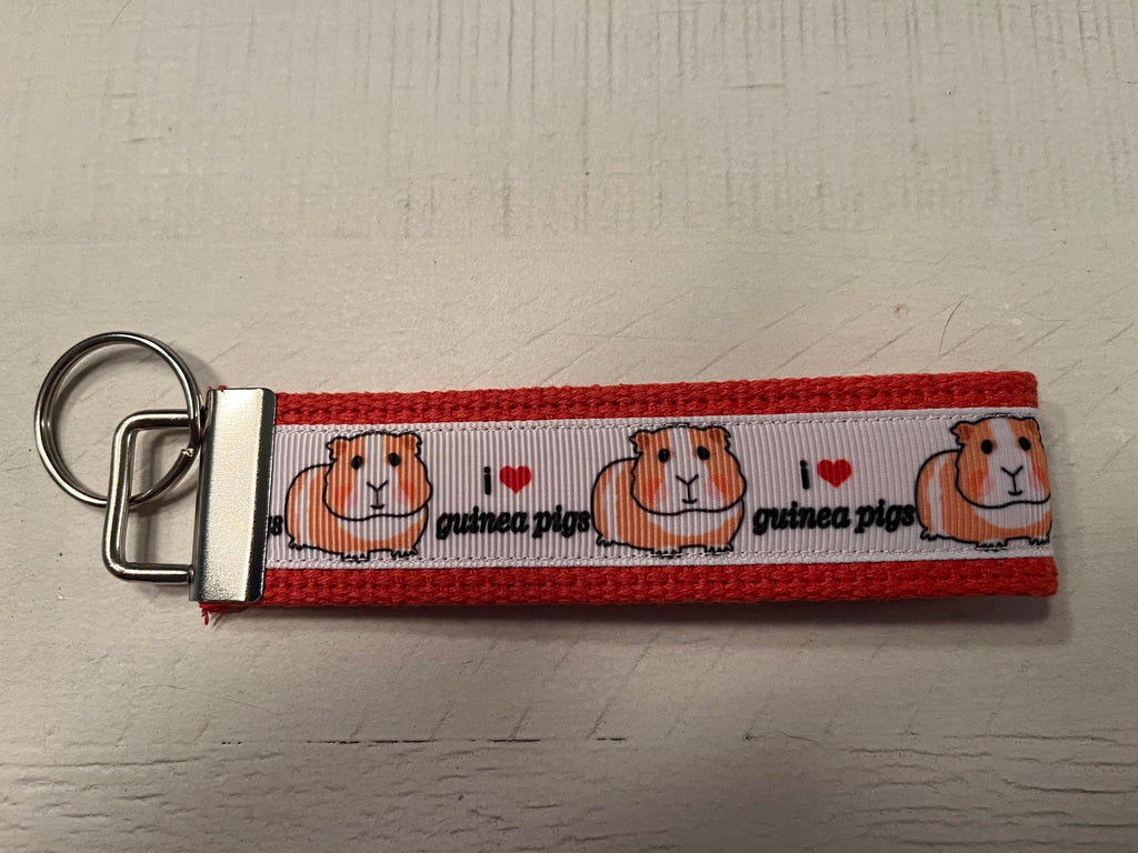 Guinea Pig Lovers Cotton Webbing Keychain, Keyfob, Wristlet