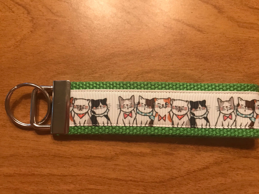 Cat Lover Cotton Webbing Keychain/Keyfob/Wristlet