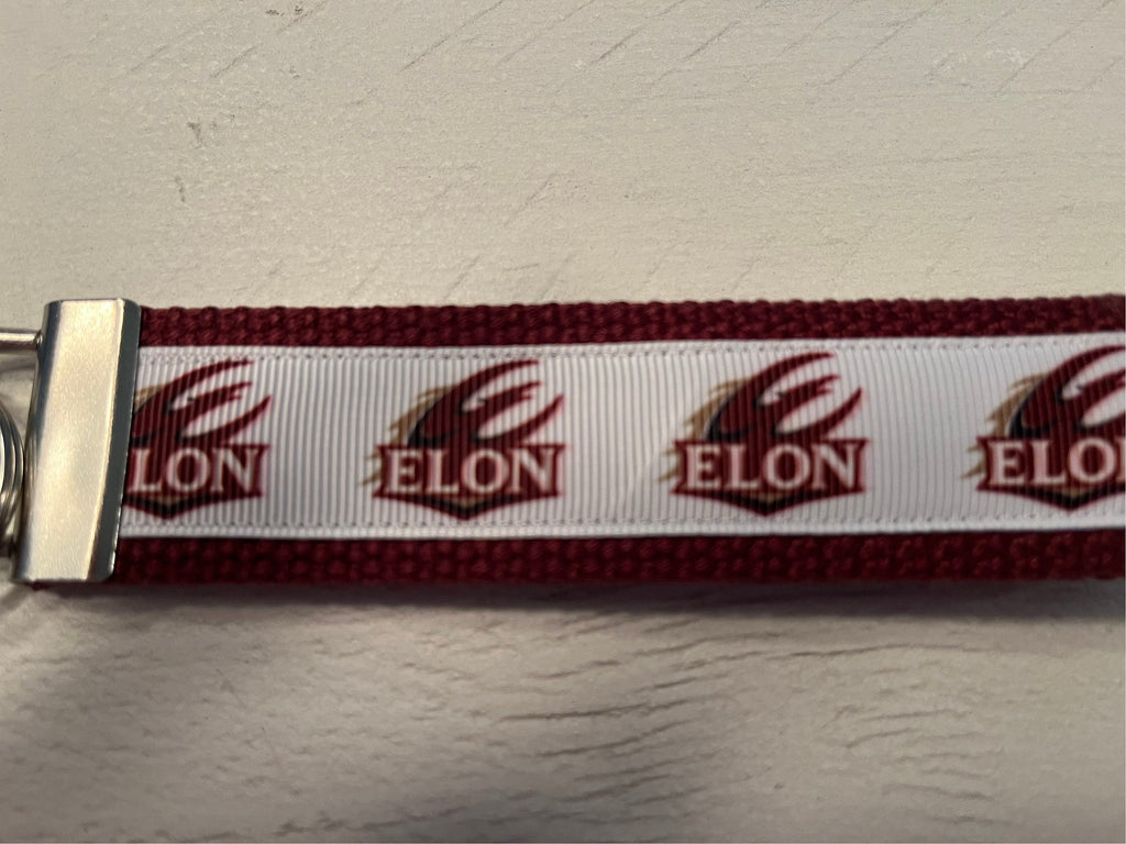 Elon University of  Cotton Webbing Keychain/wristlet/keyfob