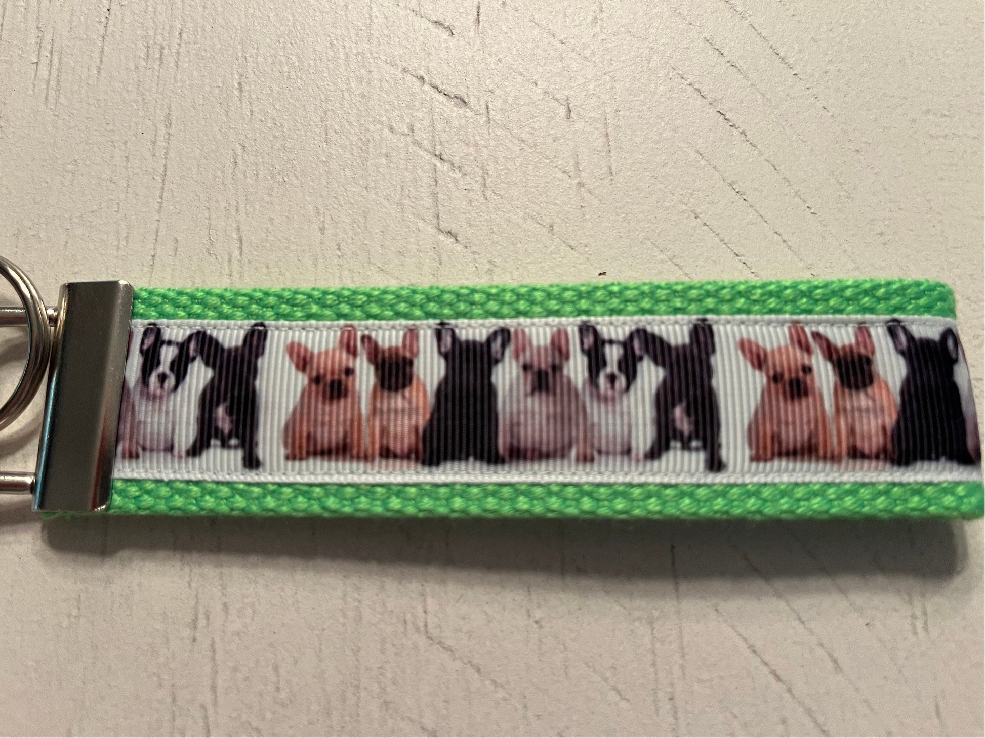 French Bulldog Keychain Wristlet – Handmade Dog Lover Key Fob