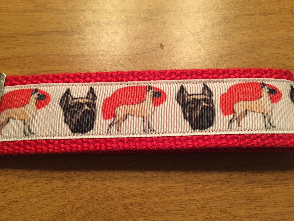 Great Dane Dog Lover Wristlet Keychain – Durable Fabric Key Fob with Dog Design