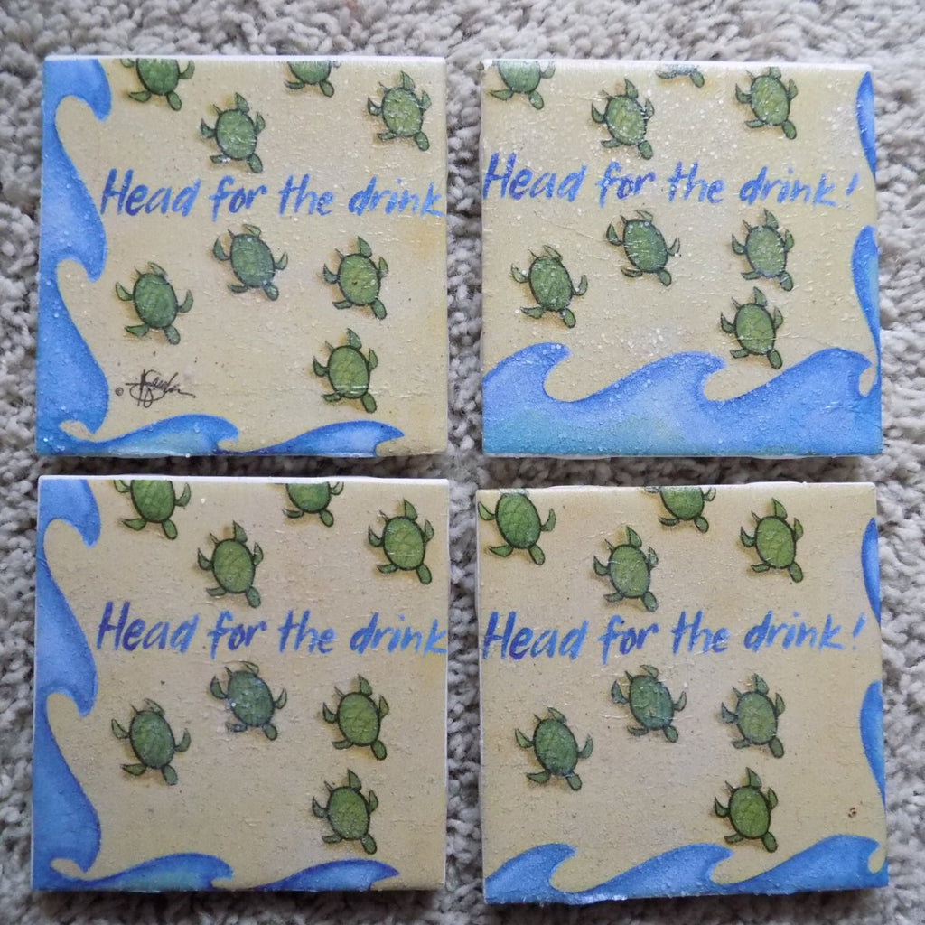 Head for the Drink Ceramic Tile Coasters (set of 4)