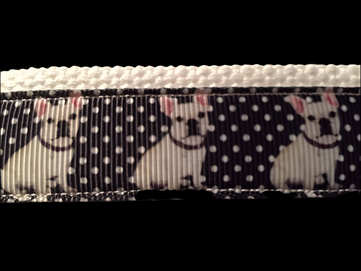 French Bulldog Keychain Wristlet – Cute Dog Lover Gift, Polka Dot Fabric Key Fob