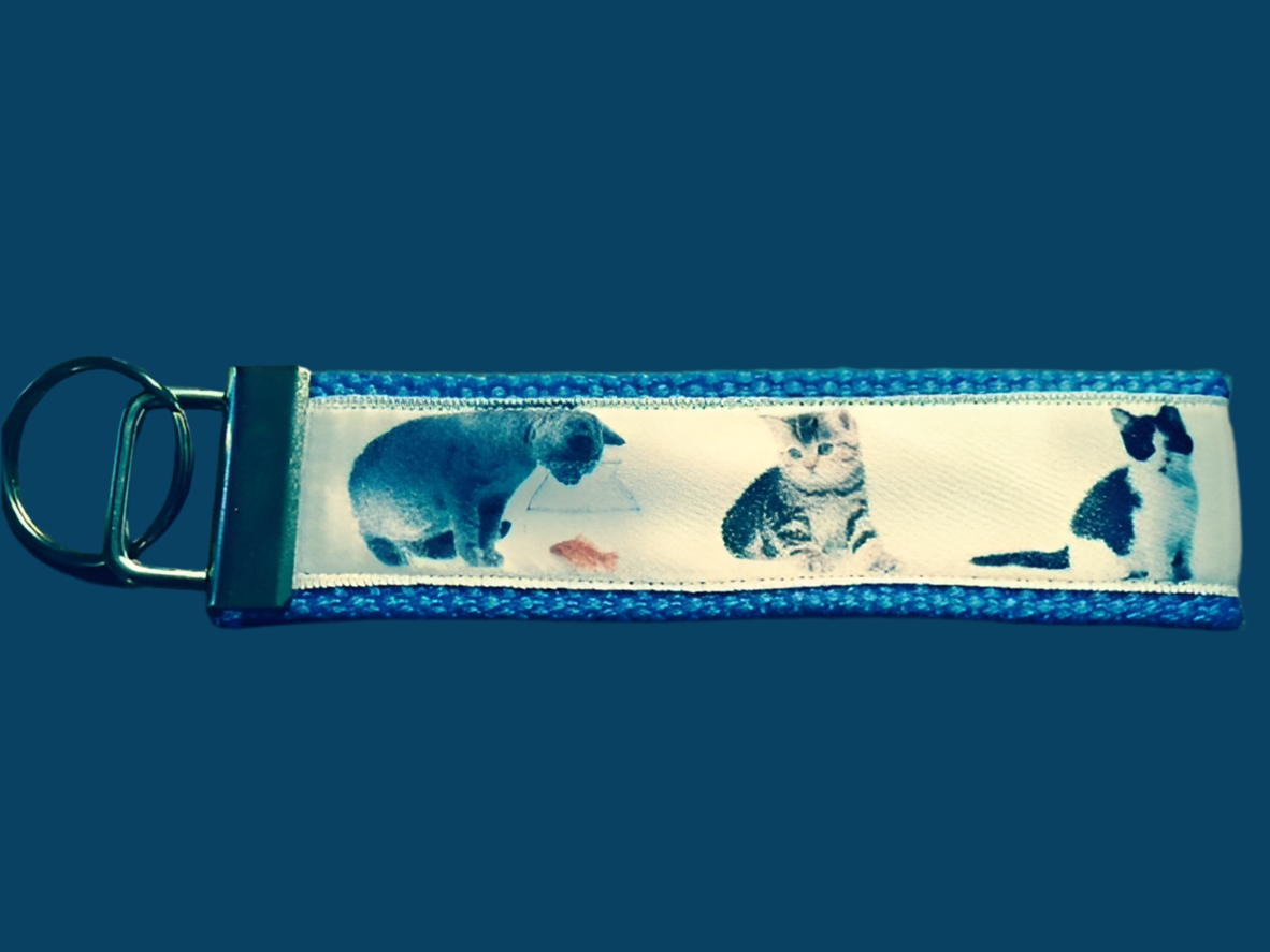 Kitten Mischief Cotton Webbing Keychain/ Keyfob/ Wristlet