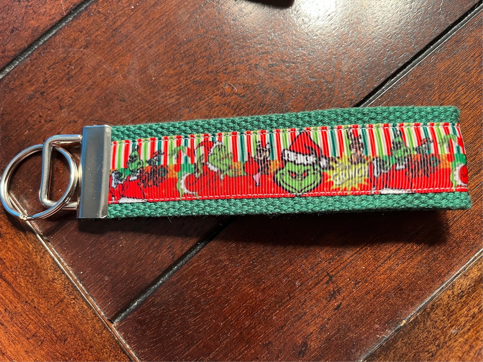 Grinch  Cotton Webbing Keychain/wristlet/keyfob
