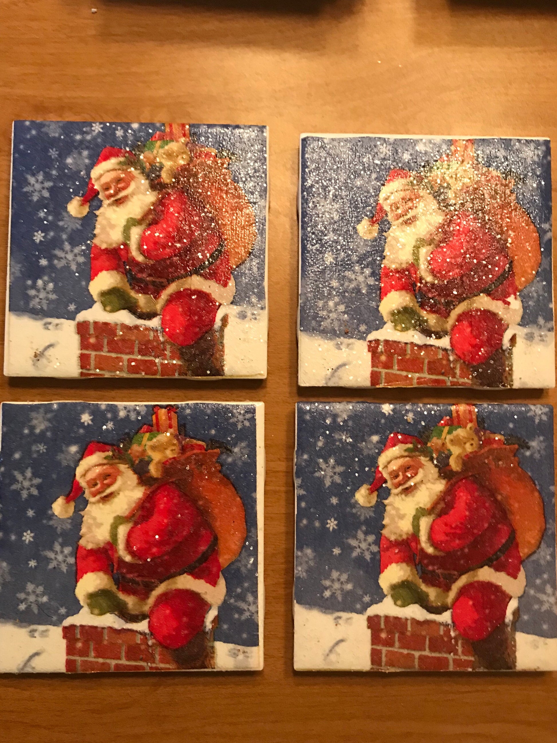 Santa is Coming to Town Ceramic Tile Coasters (set of 4)