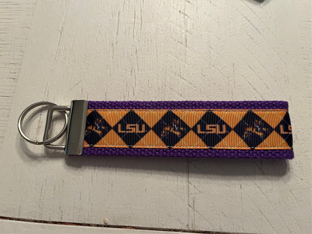 LSU  Cotton Webbing Keychain/Wristlet /Keyfob