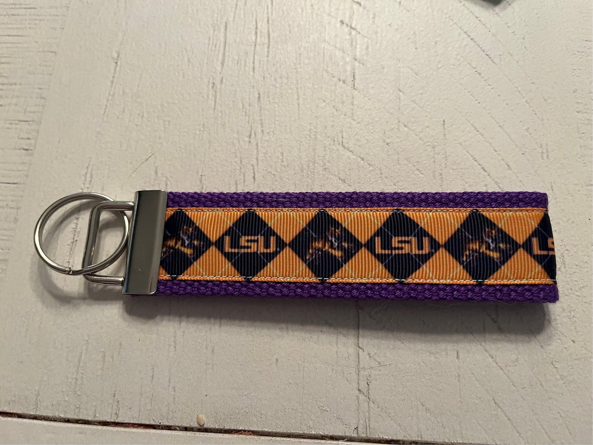 LSU  Cotton Webbing Keychain/Wristlet /Keyfob