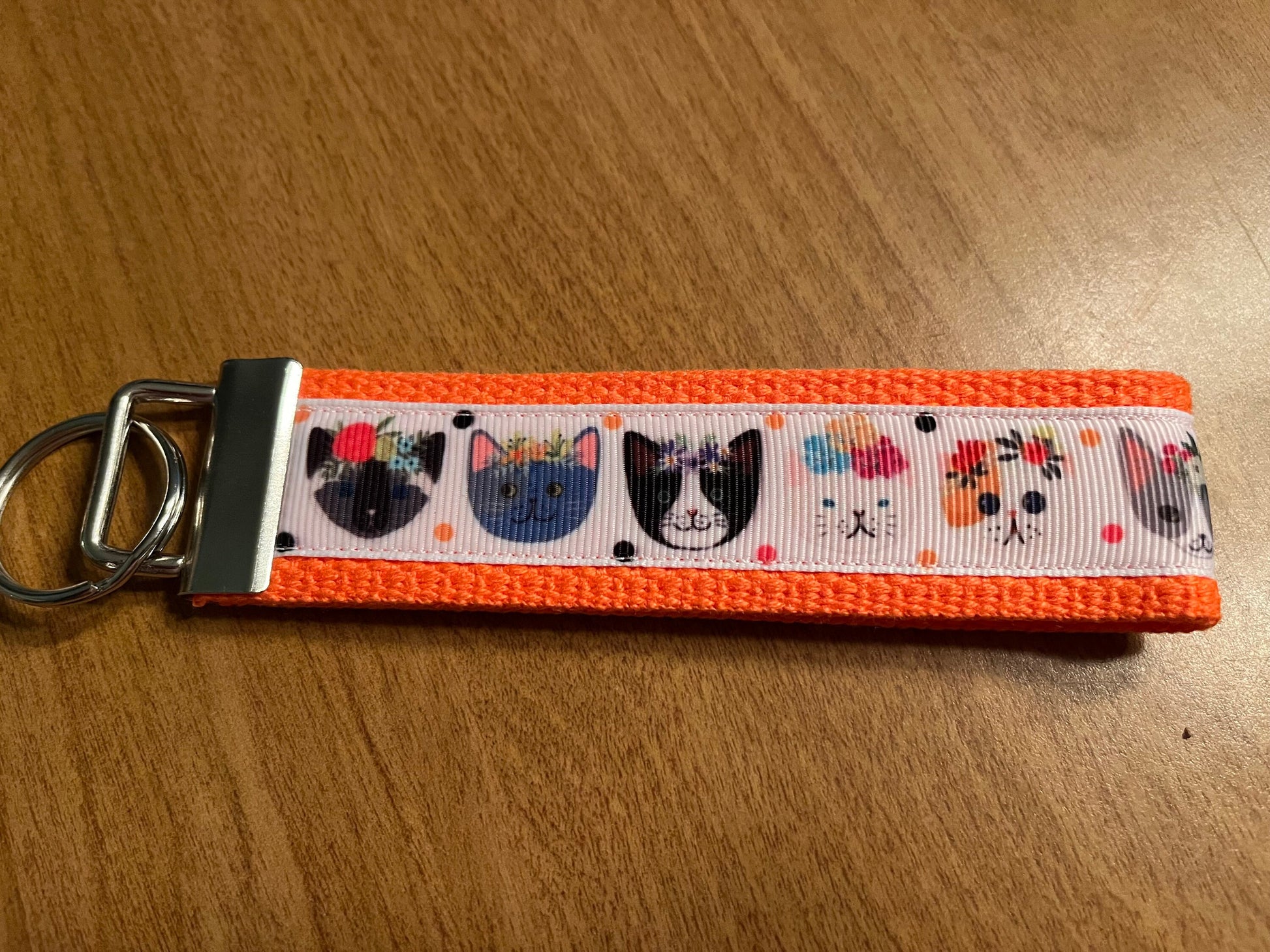 Flower Cats Cotton Webbing Keychain/Keyfob/Wristlet