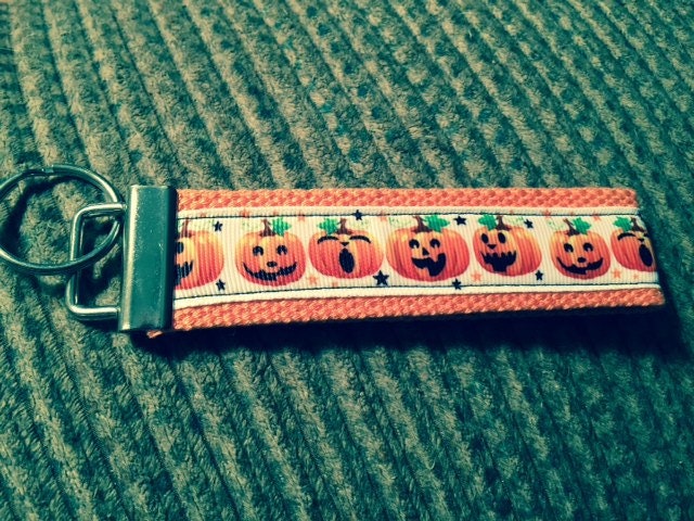 Jack 'o' Lantern Halloween Fun Cotton Webbing Keychain/ Keyfob/ Wristlet