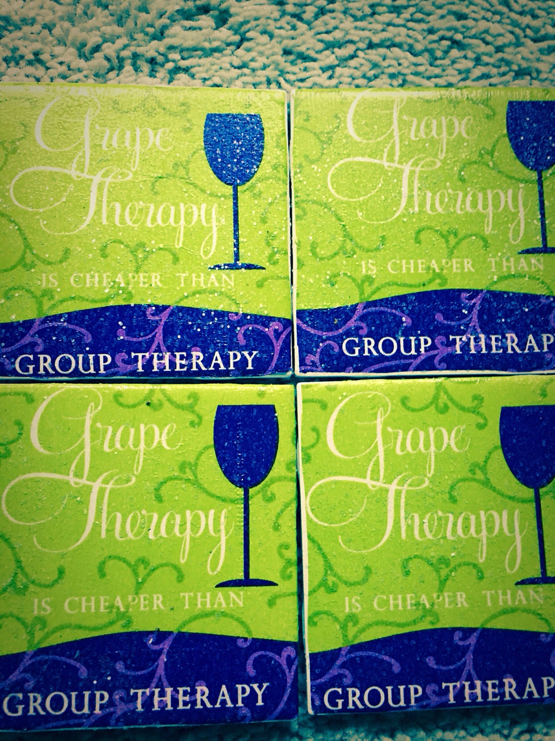 Grape Therapy Ceramic Tile Coasters (set of 4)