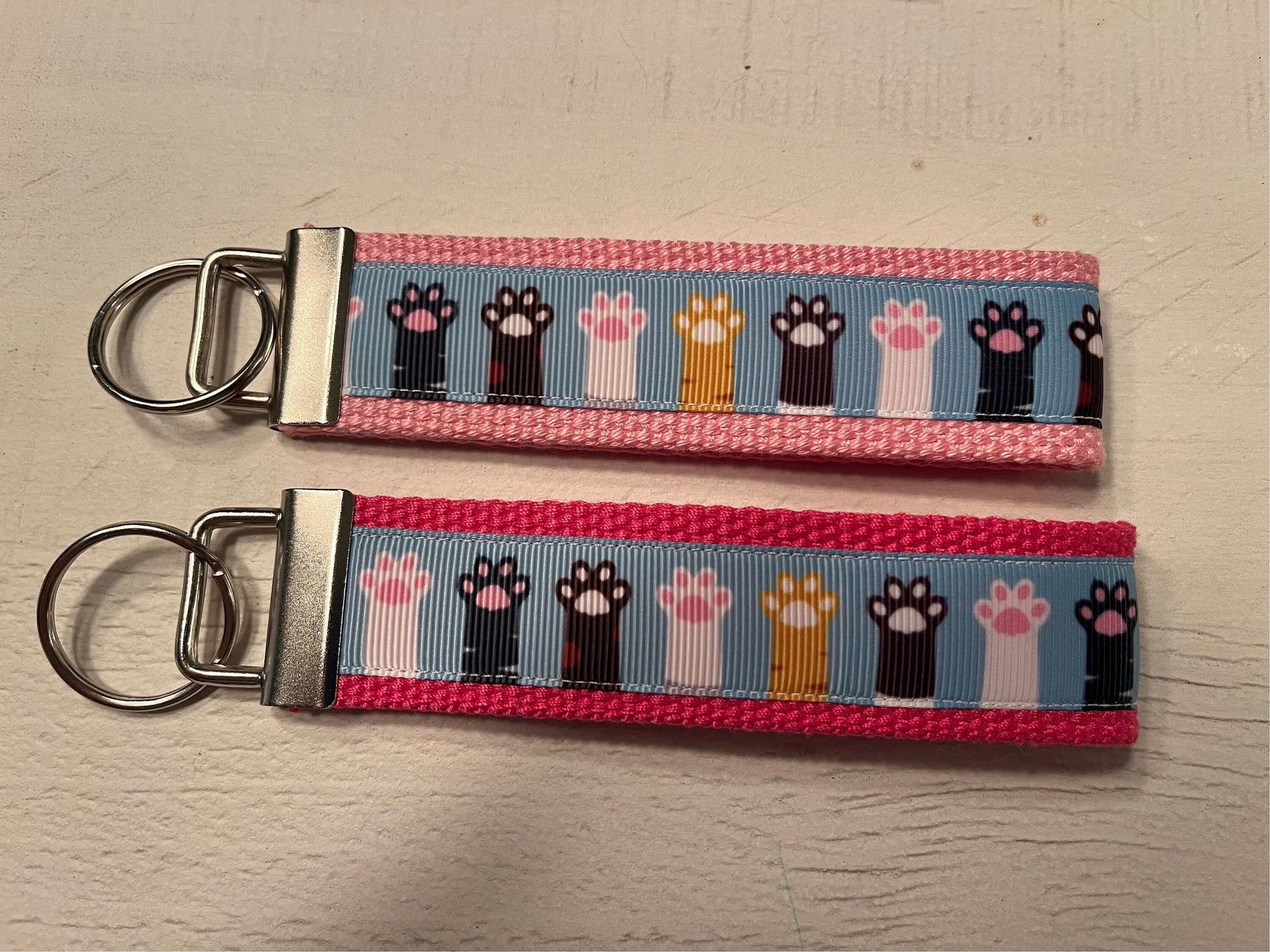 Cat Paws Up Cotton Webbing Keychain/Keyfob/Wristlet